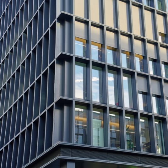 Modern office building with glass and metal facade