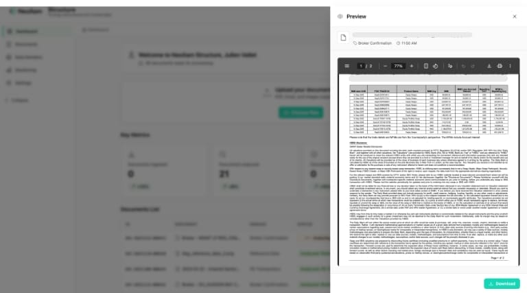 Screenshot broker statement processing NeoXam
